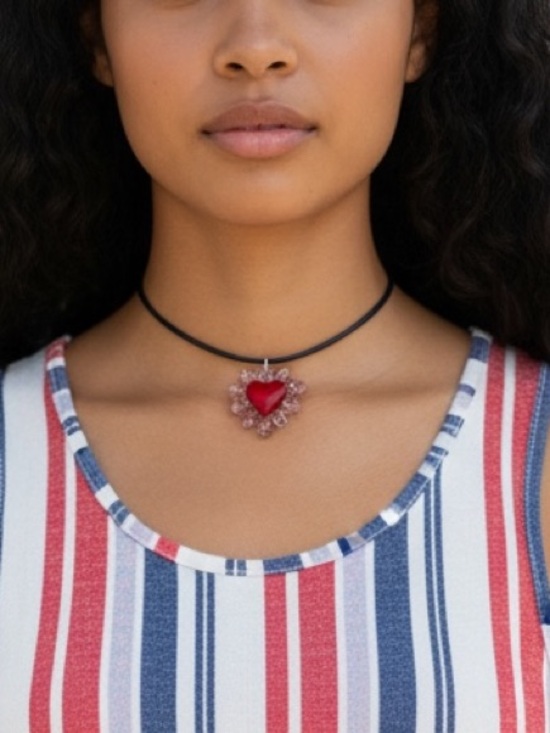 Hand Crafted Jewelry - HAND CRAFTED PENDANT CORD  NECKLACE SEASHELL HEART CHOKER BOHO CHARM MEDALLION